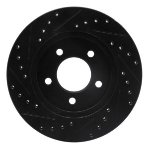 Chrysler Grand Voyager Brake Rotor (1) - Front Right - R1 Concepts - Drilled & Slotted - Black - `91-`02